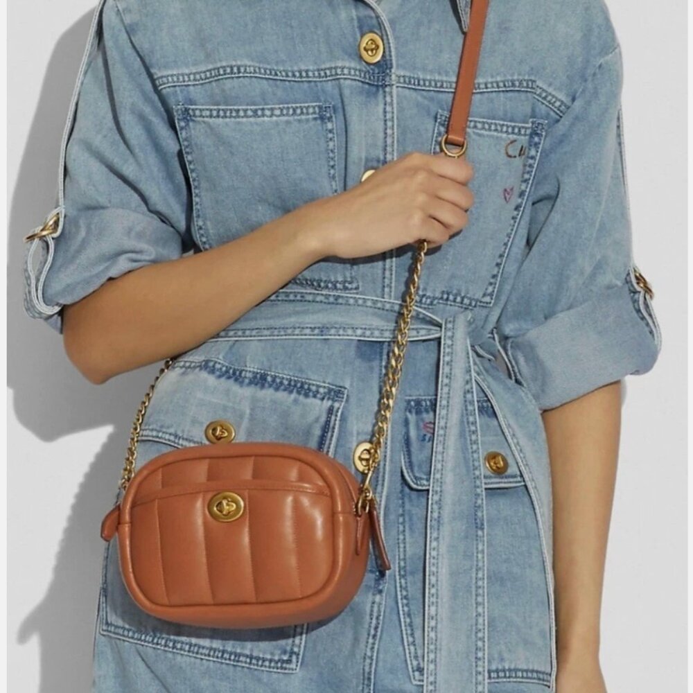 Small Coach Leather Camera Bag With Quilting, Style No. C4814